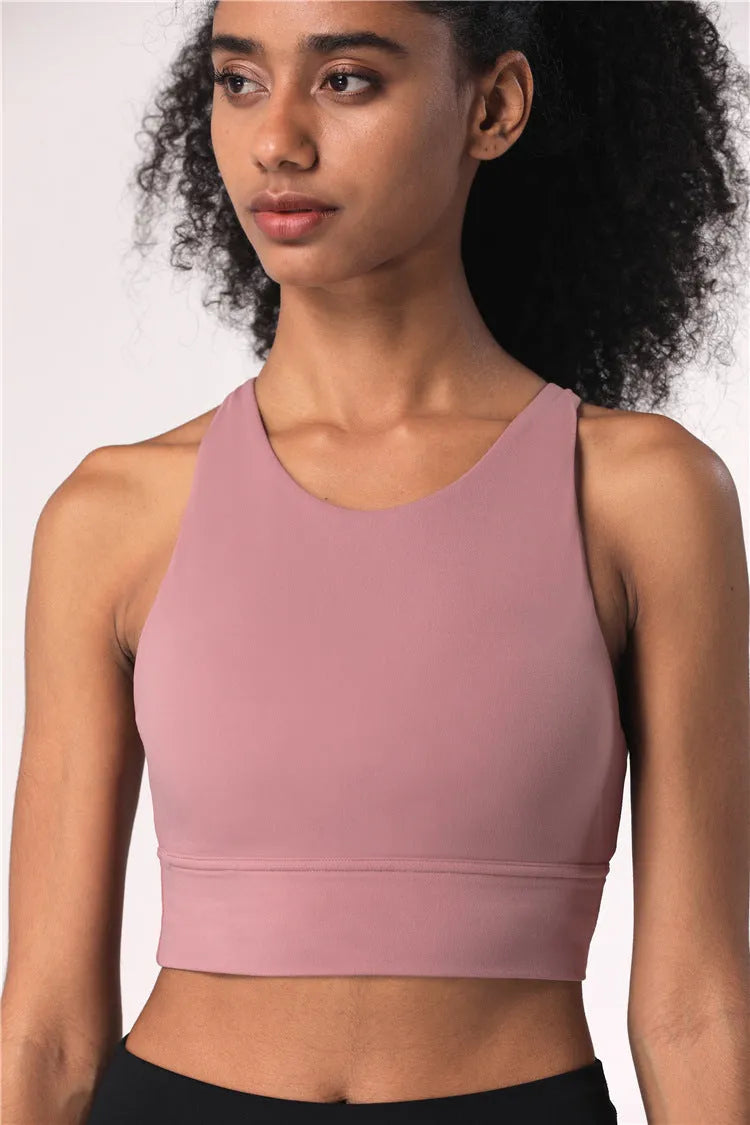 Fitness Cross Back Underwear Strappy Longline Yoga Bras Supportive Round Neck Gym Tops - Bellarte Enchanté Fitness Cross Back Underwear Strappy Longline Yoga Bras Supportive Round Neck Gym Tops